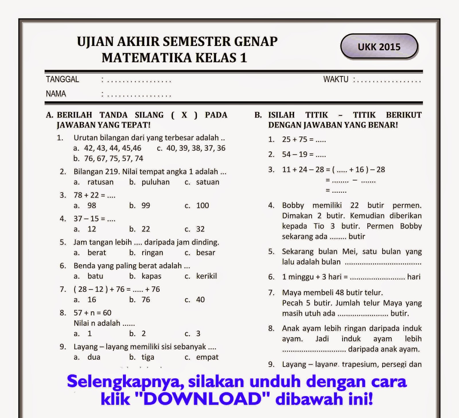 7 Rahasia Bank Soal Matematika Kelas 4 SD Kurikulum 2013 yang Ternyata Bisa Dicetak Langsung
