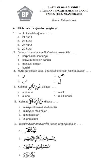 Download Soal UTS PAI Kelas 3 Terbaru 2026, 5 Soal Paling Sering Keluar!