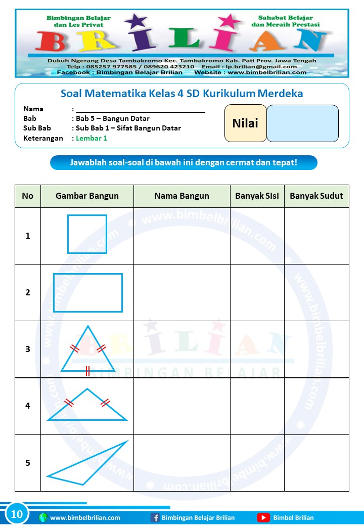 bank soal matematika kelas 4 sd bangun datar