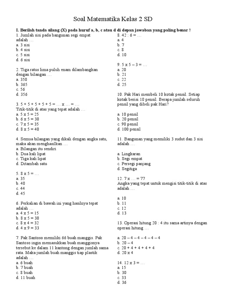 Rahasia Cepat Pintar dengan Latihan Soal-soal Matematika SD Kelas 2 yang Terbukti Ampuh Rahasia Cepat Pintar dengan Latihan Soal-soal Matematika SD Kelas 2 yang Terbukti Ampuh