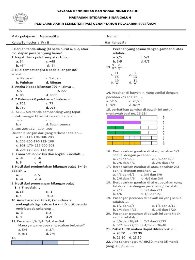Rahasia Lulus Ujian Ternyata Ini Kumpulan soal pas matematika k 13 kelas 4 Terbaru Rahasia Lulus Ujian Ternyata Ini Kumpulan soal pas matematika k 13 kelas 4 Terbaru