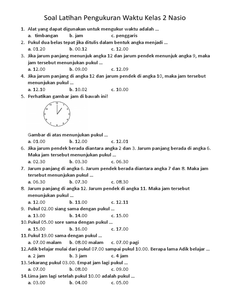 Rahasia Mahir Matematika dengan Latihan Soal Waktu Kelas 2 SD yang Terbukti Ampuh Rahasia Mahir Matematika dengan Latihan Soal Waktu Kelas 2 SD yang Terbukti Ampuh