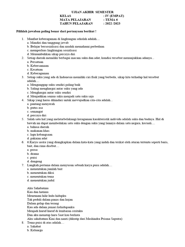 Rahasia Nilai Sempurna dengan Latihan Soal UTS Tema 6 Kelas 4 Semester 2 Terbaru Rahasia Nilai Sempurna dengan Latihan Soal UTS Tema 6 Kelas 4 Semester 2 Terbaru