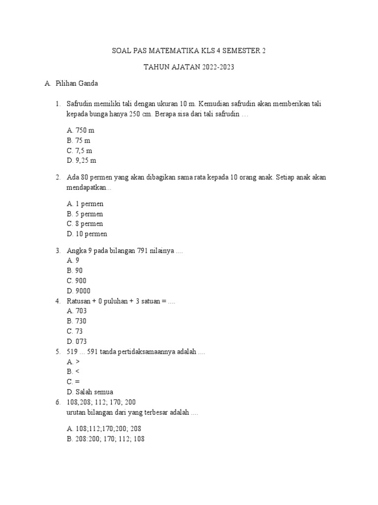 Rahasia Skor Tinggi Lewat Latihan Soal PAS MTK SD Kelas 4 Semester 2 Kurikulum K13 Rahasia Skor Tinggi Lewat Latihan Soal PAS MTK SD Kelas 4 Semester 2 Kurikulum K13