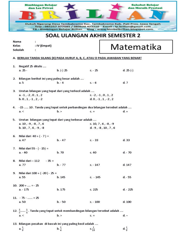 Rahasia Skor Tinggi Ternyata Kuasai Soal PAS MTK SD Kelas 4 Semester 2 Ini Rahasia Skor Tinggi Ternyata Kuasai Soal PAS MTK SD Kelas 4 Semester 2 Ini