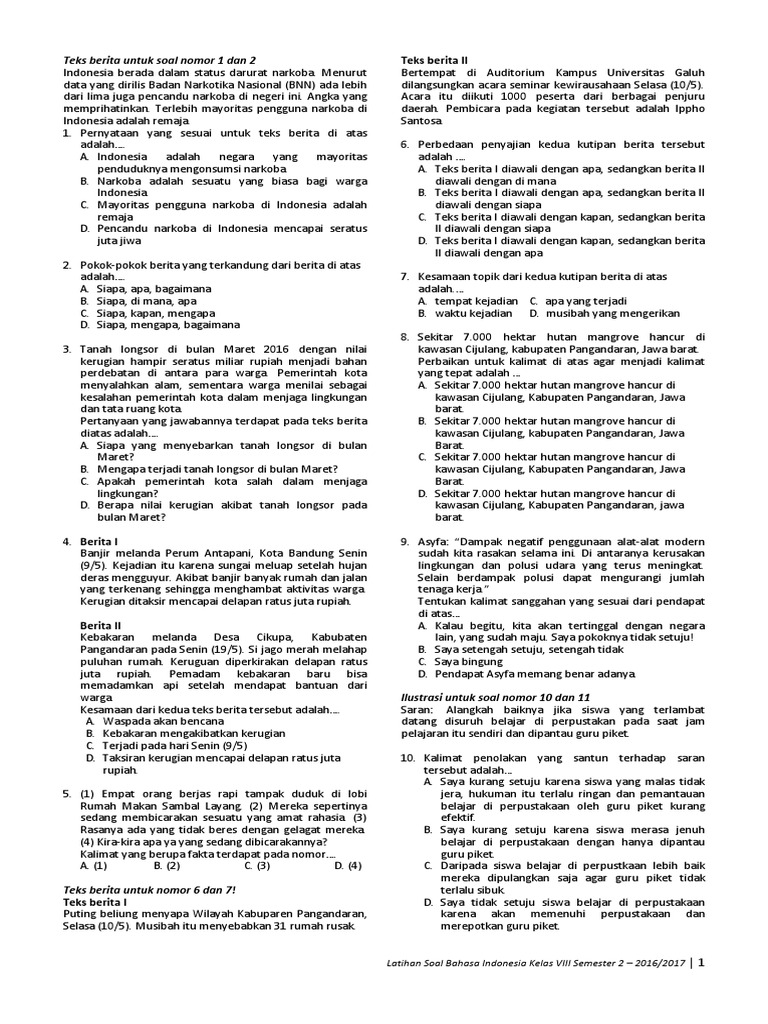 Rahasia Skor Tinggi dengan Latihan Soal Bahasa Indonesia Kelas 8 Semester 2 2016 2017 Rahasia Skor Tinggi dengan Latihan Soal Bahasa Indonesia Kelas 8 Semester 2 2016 2017