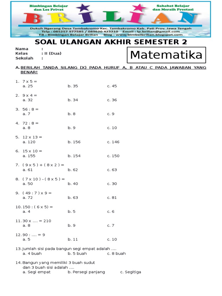 Ternyata Ini Rahasia Sukses Anak Lewat Latihan Soal-Soal Kelas 2 SD Semester 2 Terbaru Ternyata Ini Rahasia Sukses Anak Lewat Latihan Soal-Soal Kelas 2 SD Semester 2 Terbaru