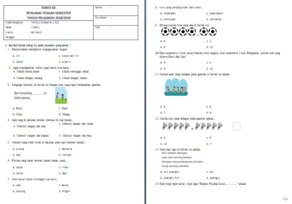 Wajib Tahu! Latihan Soal UTS Tema 2 Kelas 1 SD Ini Terbukti Ampuh Raih Nilai Sempurna Wajib Tahu! Latihan Soal UTS Tema 2 Kelas 1 SD Ini Terbukti Ampuh Raih Nilai Sempurna